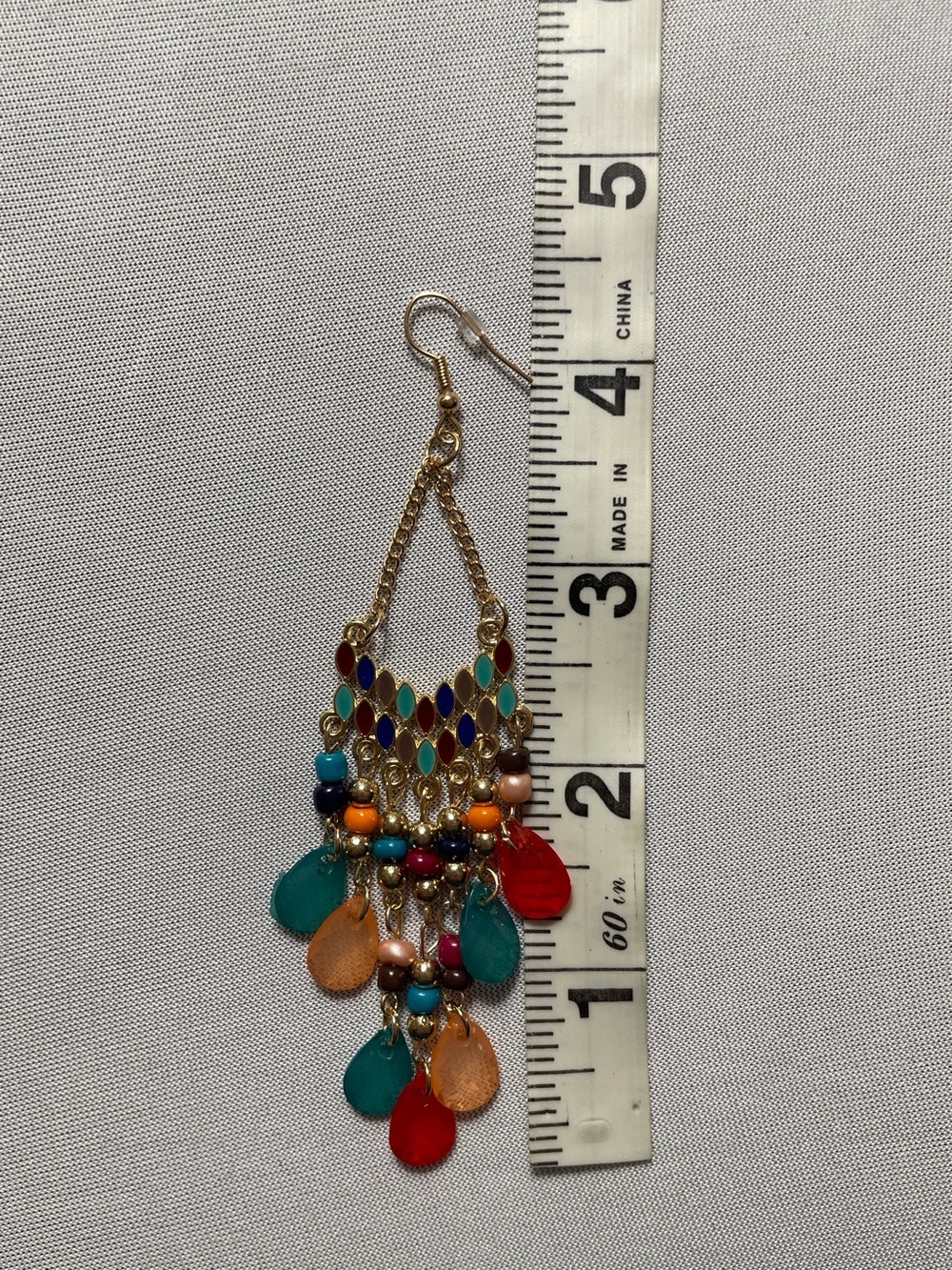 Multicolored Water Drop Beaded Dangling Earrings - Picture 12 of 13